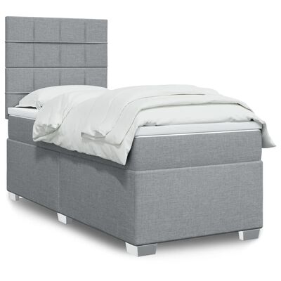 vidaXL Cama box spring con colchón tela gris claro 80x200 cm