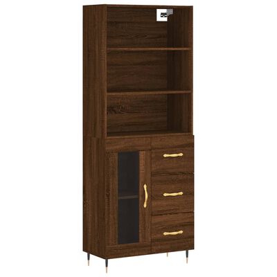 vidaXL Aparador alto madera contrachapada marrón roble 69,5x34x180 cm