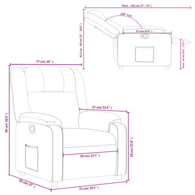 vidaXL Sillón reclinable de tela gris claro