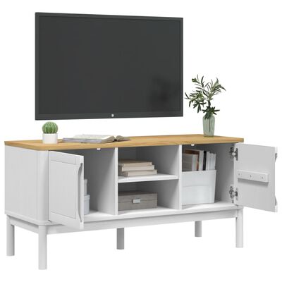 vidaXL Mueble de TV FLORO madera maciza de pino blanco 114x43x55 cm