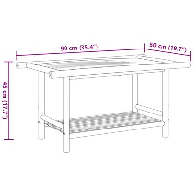 vidaXL Mesita de centro de bambú 90x50x45 cm