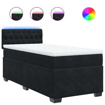 vidaXL Cama box spring con colchón cuero sintético negro 90x190 cm