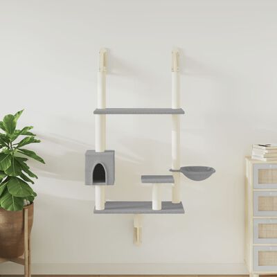 vidaXL Árbol rascador para gatos de pared gris claro 153 cm