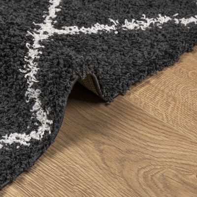 vidaXL Alfombra de pelo largo moderna PAMPLONA negro y crema 200x280cm