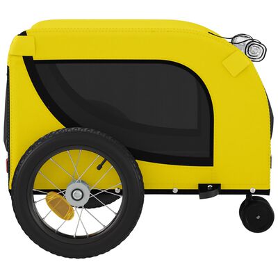 vidaXL Remolque bicicleta mascotas hierro tela Oxford amarillo negro