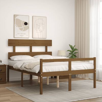 vidaXL Cama personas mayores cabecero madera marrón miel 140x200 cm