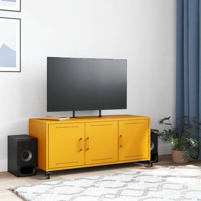 vidaXL Mueble de TV de acero amarillo mostaza 100,5x39x43,5 cm