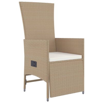 vidaXL Set comedor de jardín 3 pzas con cojines ratán sintético beige