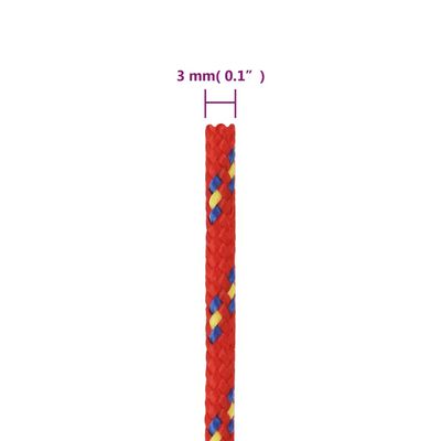 vidaXL Cuerda de barco polipropileno rojo 3 mm 500 m