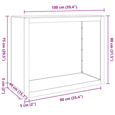 vidaXL Leñero de acero negro 100x40x80 cm