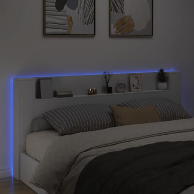 vidaXL Cabecero de cama con LED blanco 220x16,5x103,5 cm