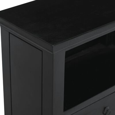 vidaXL Mesita de noche madera maciza de caoba negro 60x30x75 cm