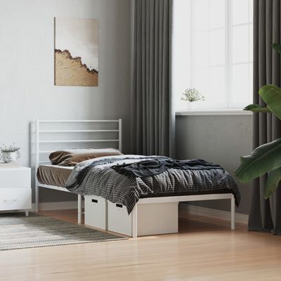 vidaXL Estructura de cama de metal con cabecero blanco 100x190 cm