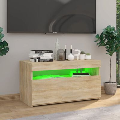 vidaXL Mueble de TV con luces LED roble Sonoma 75x35x40 cm