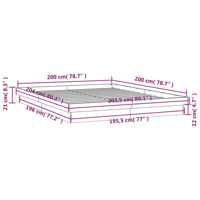 vidaXL Estructura de cama LED madera maciza pino marrón cera 120x200cm