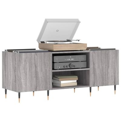 vidaXL Mueble para discos madera contrachapada gris sonoma 121x38x48cm