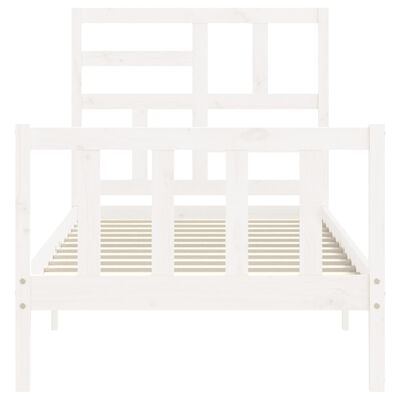 vidaXL Estructura de cama con cabecero madera maciza blanco