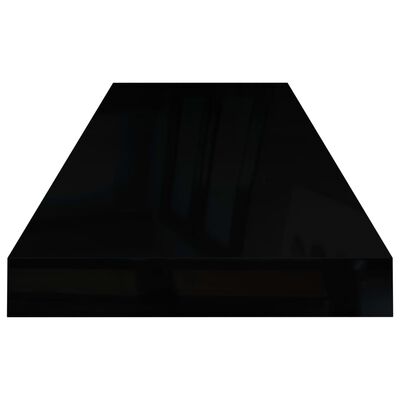 vidaXL Estantes flotantes pared 4 uds negro brillo MDF 80x23,5x3,8 cm