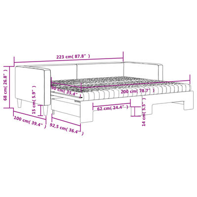 VidaXL Sofá cama nido con colchón tela crema 90x200 cm