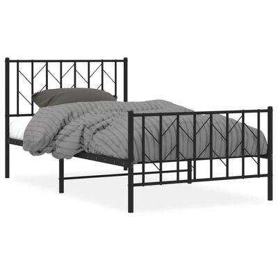 vidaXL Estructura cama sin colchón con estribo metal negro 100x200 cm