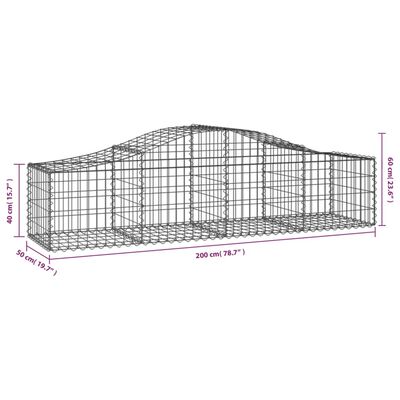 vidaXL Cestas de gaviones 4 uds forma de arco hierro 200x50x40/60 cm