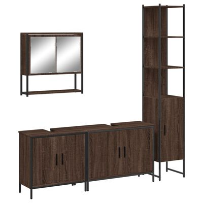 vidaXL Set de muebles baño 4 pzas madera contrachapada roble marrón