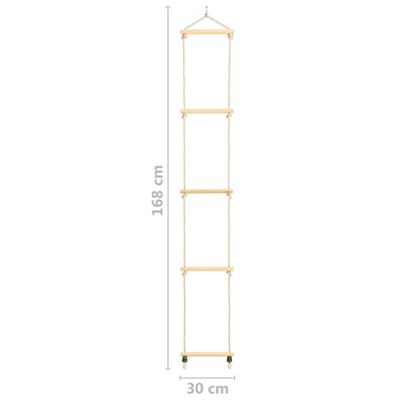 vidaXL Escalera de cuerda para niños madera maciza y PE 30x168 cm