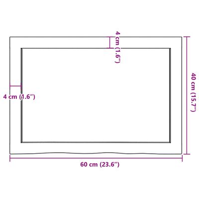 vidaXL Tablero mesa madera roble tratada marrón claro 60x40x(2-6) cm