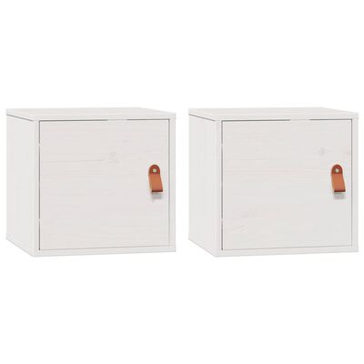 vidaXL Armarios de pared 2 uds madera maciza pino blanco 31,5x30x30 cm