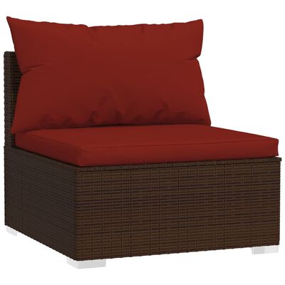 vidaXL Set muebles de jardín y cojines 12 pzas ratán sintético marrón