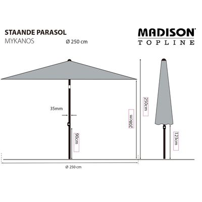 Madison Sombrilla de jardín Mykanos verde 250 cm