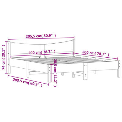 vidaXL Estructura de cama con cabecero madera de pino blanco 200x200cm