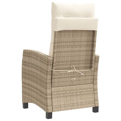 vidaXL Silla de jardín reclinable con cojines ratán sintético beige