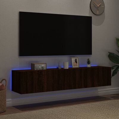 vidaXL Muebles TV de pared luces LED 2 uds marrón roble 80x35x31 cm