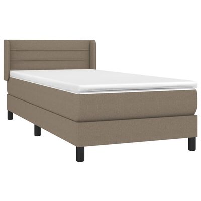 vidaXL Cama box spring con colchón tela gris taupe 90x200 cm