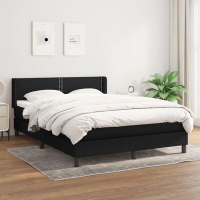 vidaXL Cama box spring con colchón tela negro 140x200 cm