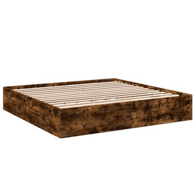 vidaXL Estructura de cama madera de ingeniería roble ahumado 180x200cm