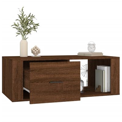 vidaXL Mesa de centro madera contrachapada marrón roble 100x50,5x35 cm