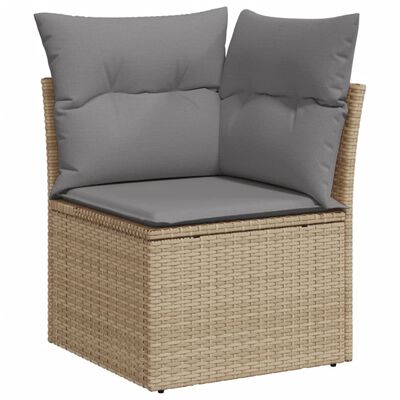 vidaXL Set de sofás de jardín con cojines 9 pzas ratán PE beige mezcla