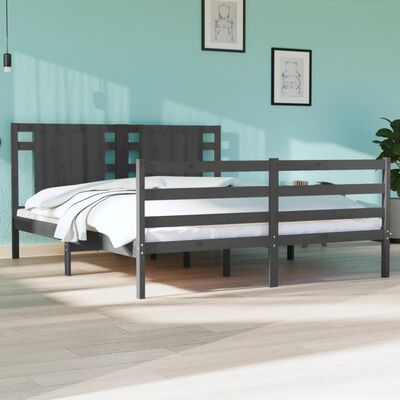 vidaXL Estructura de cama de madera maciza de pino gris 140x190 cm