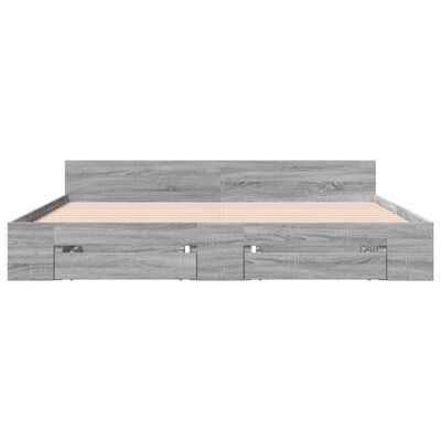 vidaXL Cama con cajones madera ingeniería gris Sonoma 180x200 cm