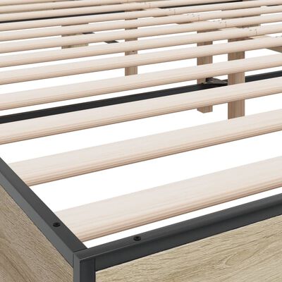 vidaXL Estructura cama madera ingeniería metal roble Sonoma 180x200 cm