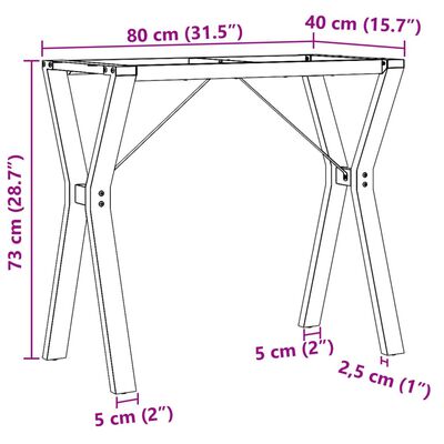 vidaXL Patas de mesa de comedor estructura Y hierro fundido 80x40x73cm