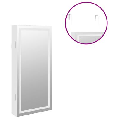 Espejo con joyero y luces LED para pared blanco