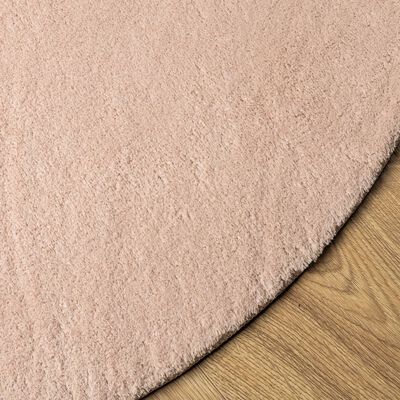 vidaXL Alfombra de pelo corto suave lavable HUARTE rosado Ø 80 cm