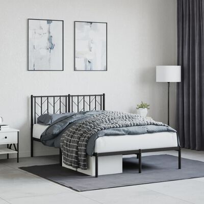 vidaXL Estructura de cama con cabecero metal negro 120x190 cm