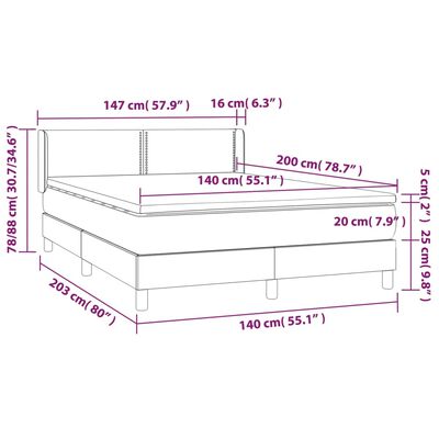 vidaXL Cama box spring con colchón cuero sintético negro 140x200cm