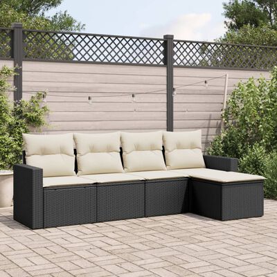 vidaXL Set de muebles de jardín 5 pzas y cojines ratán sintético negro