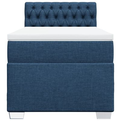 vidaXL Cama box spring con colchón tela azul 90x190 cm