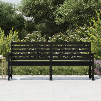 vidaXL Banco de jardín madera maciza pino negro 203,5x48x91,5 cm